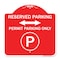 Signmission Reserved Parking Permit Parking W/ & Bidirectional Arrow, Red & White Alum, 18" x 18", RW-1818-23146 A-DES-RW-1818-23146 - alternate 1